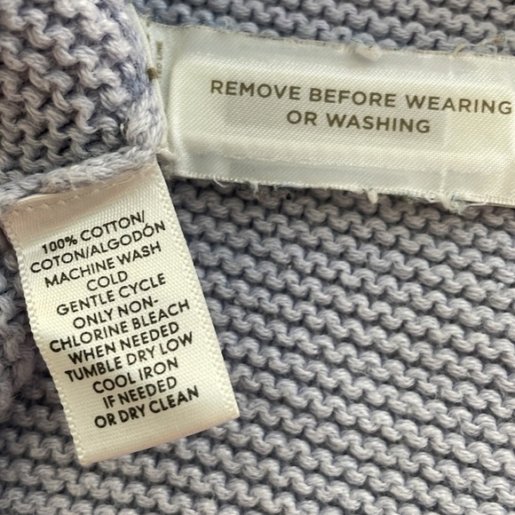 LOFT Balloon Sleeve Periwinkle Knit Cotton Crew Neck Sweater Size Large - Picture 5 of 5